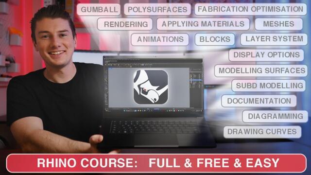 Rhino Beginner to Advanced Complete 2.5hrs Course. Easy & Fast!!!