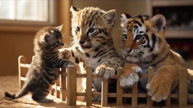 Kitty With Brother Tiger and Lion ❤️