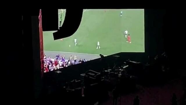 Killers celebrate England making Euros final with Mr. Brightside at London's O2 Arena.