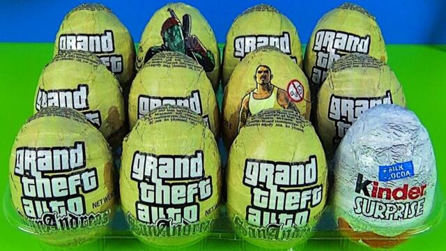 12 GTA SAN ANDREAS Chocholate Surprise Eggs Unboxing