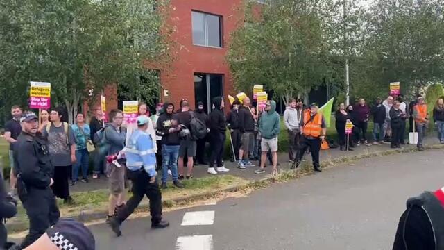 Anti-racism protestors at Chatham Innovation Centre