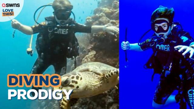 11-year-old breaks world diving record 🤿🐟 | LOVE THIS!