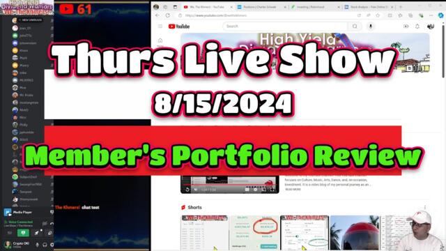 Thurs Live Show, 8/15/2024, member's portfolio review