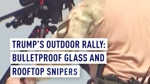 Snipers and bulletproof glass: Trump holds first outdoor rally since assassination attempt