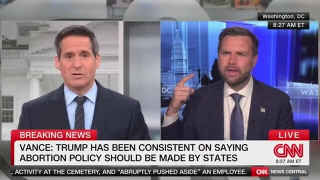 Awkward moment JD Vance freezes when quizzed on Trump’s abortion views during live CNN interview