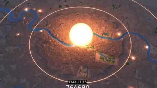 Симулятор ядерного удара по Лондону зарядом в 750 килотонн. Познавательное видео