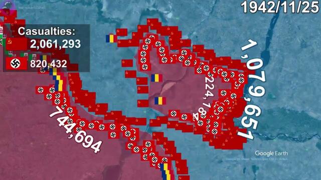 Battle of Stalingrad using Google Earth Remastered