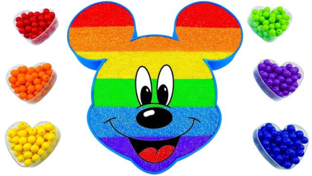 Satisfying Video l Mixing Disney Mickey Mouse Bathtub with Slime & Rainbow Glitter Cutting ASMR