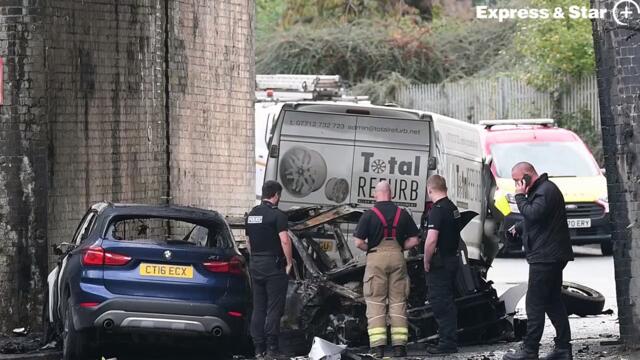 Further footage of a multiple vehicle crash on Spring Road, Ettingshall, Wolverhampton.