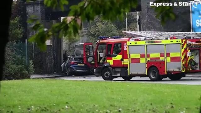Scene of a multiple vehicle crash on Spring Road, Ettingshall, Wolverhampton.