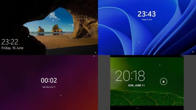 What does the lock screen look like in different OSes?