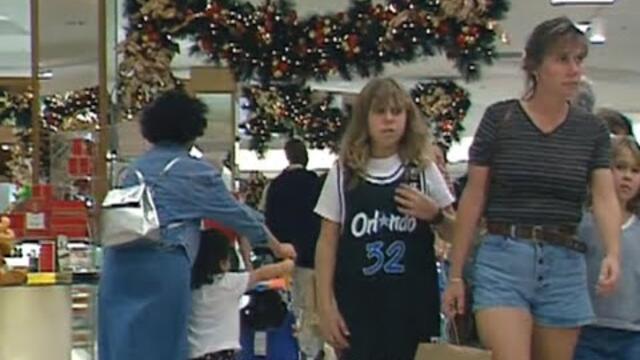 People watching at a mall in 1996