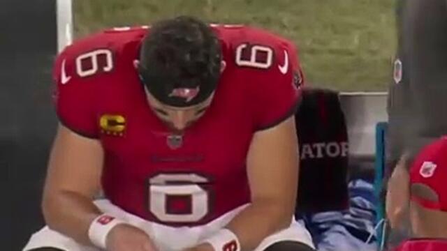 Baker Mayfield is caught using tobacco pouches during the game against Ravens