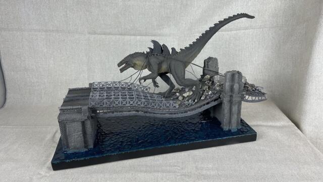 Godzilla (1998) Brooklyn Bridge scene 3D Printed Diorama (Gambody)