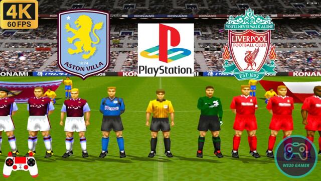 Winning Eleven 2002 Gameplay - Aston Villa vs Liverpool - Duckstation PS1 on PC  Full Game [4K60]