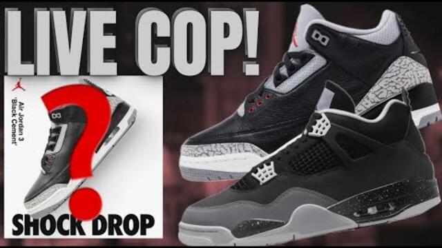 SHOCKDROP BLACK CEMENT 3 ? & AIR JORDAN 4 FEAR EA JD/FNL