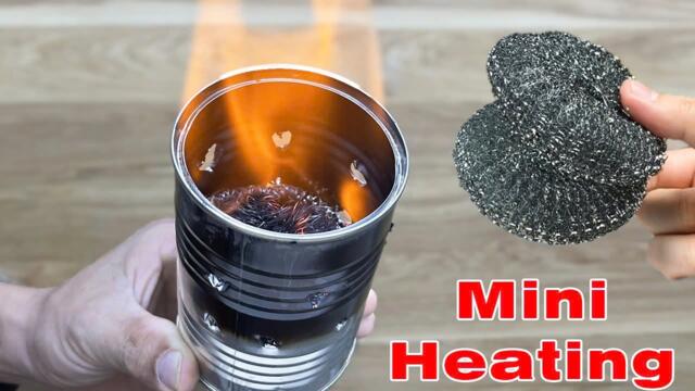 Mini heating stove! Unlimited energy from IRON FOAM and tin cans, it really works