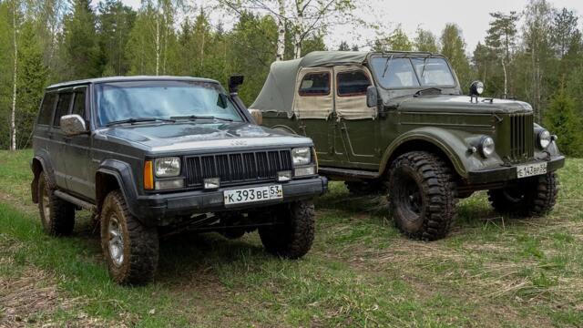 Джип против ГАЗ-69 на бездорожье.