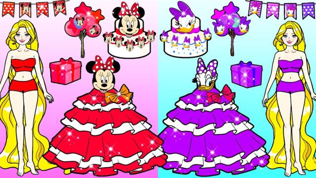 BIRTHDAY PARTY: Mickey Mouse VS Daisy Duck - Barbie Family Handmade - DIY Arts & Paper Crafts