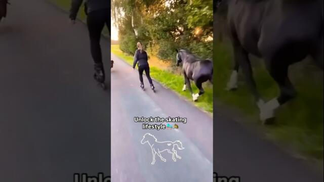 Unlock the Skating Lifestyle Skating With Horse  Dog #skating #rollerskating #funny #skate #sports