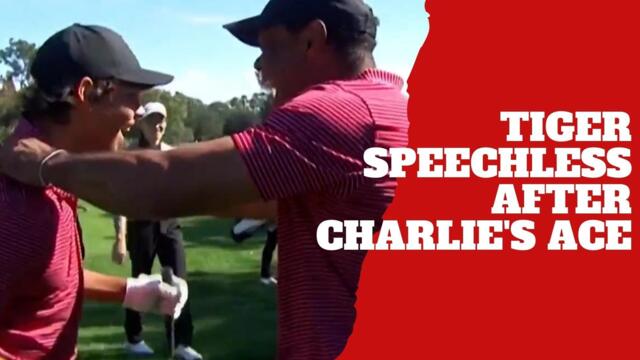 Tiger Woods more than emotional and speechless after his son Charlie's hole in one