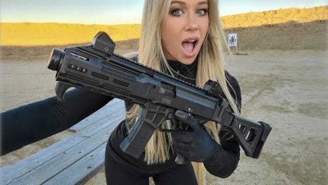 Marina Haines -  Секси мацка тества оръжия - CZ Scorpion 3+