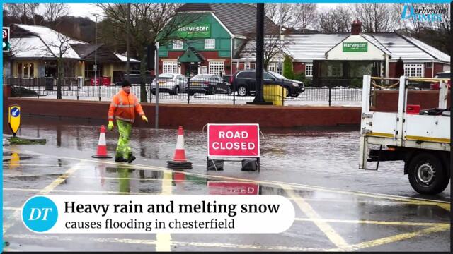 Heavy rain and melting snow causes flooding in chesterfield