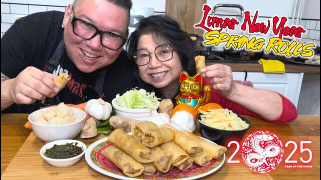 Chinese Chefs Cook Lunar New Year Spring Rolls [Chicken and Veg Egg Rolls] Mum & Son Cooks