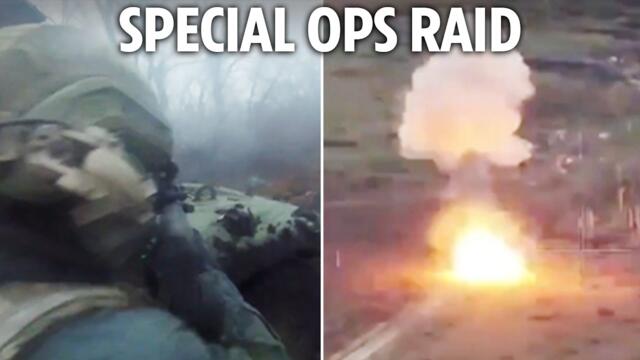 Bullets fly as Ukrainian Special Ops storm Russian frontline positions and blow bunker to bits