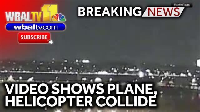 Video shows plane collide with helicopter over Potomac River