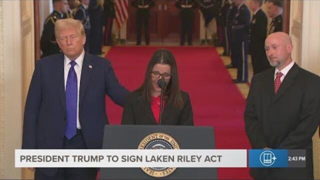 Laken Riley's mother speaks before President Trump signs Laken Riley Act