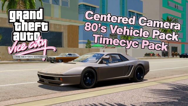 GTA Vice City NextGen: Centered Car Camera, 80's Vehicle Pack and Timecyc Pack