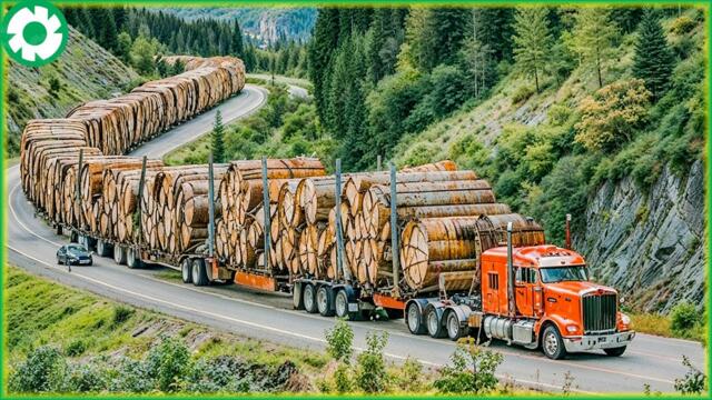 98 Extreme Dangerous Big Logging Wood Truck Driving Skill | Biggest Heavy Machinery Machines