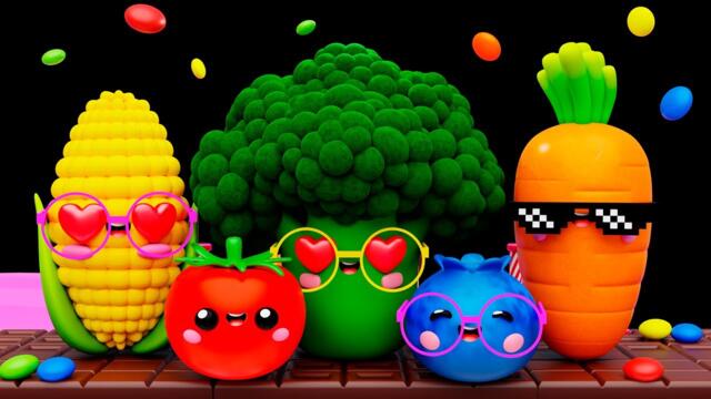 Dancing Fruits & Veggies at the Chocolate Party 🍫🥳 🎈 | Fun Baby Sensory Video with Nursery Rhymes