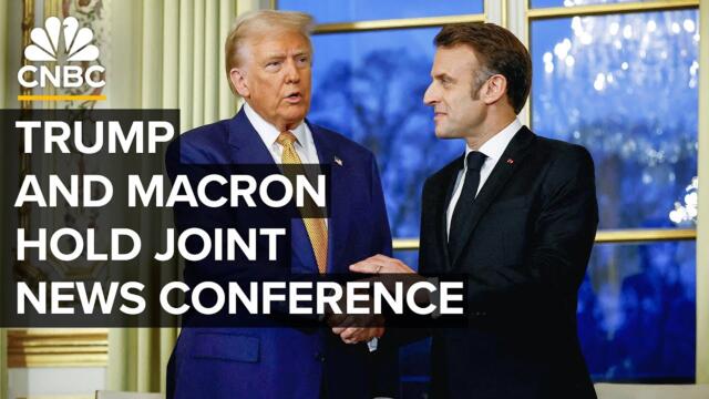 President Trump and French President Emmanuel Macron hold a joint news conference — 2/24/2025