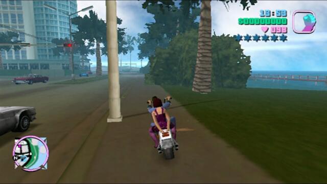 DreamShell ISO Loader - Grand Theft Auto: Vice City for Sega Dreamcast - missions, trees, clouds.