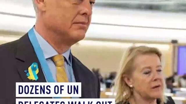 Dozens of UN delegates walk out during Russia's speech