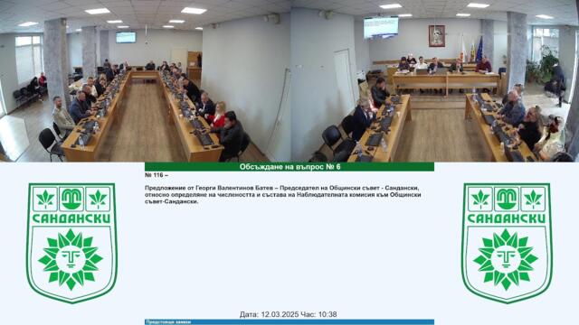Извънредно заседание на Общински съвет - 12.03.2025 г.