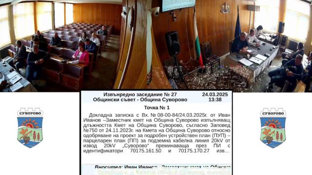 27-мо извънредно заседание на Общински съвет Суворово - 24.03.2025г.
