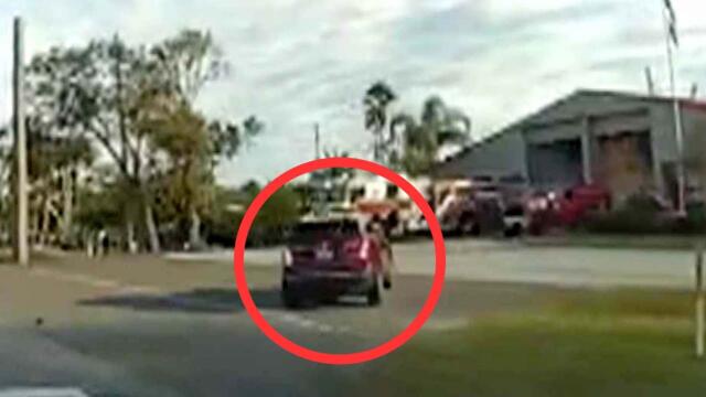 Disabled Car Crashes Into Fire Station Injuring 2 in Florida
