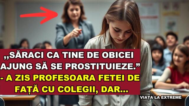 SĂRACI CA TINE DE OBICEI AJUNG SĂ SE PROSTITUIEZE. - A ZIS PROFESOARA FETEI DE FAȚĂ CU COLEGII, DAR