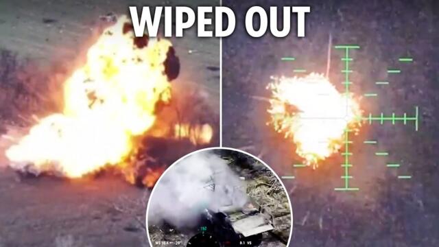 Ukrainian kamikaze drones annihilate Russian forces in huge fireball blasts