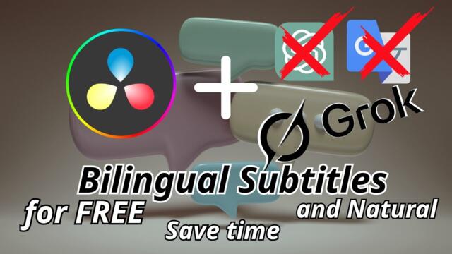 FREE to create Bilingual Subtitles with AI in Davinci Resolve | No background needed