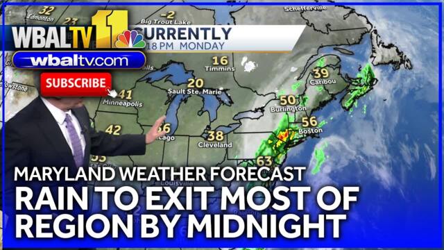 Maryland weather forecast: Light rain showers to taper off around midnight