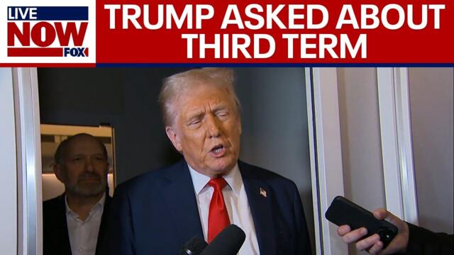 Trump responds to questions about third term, tariffs