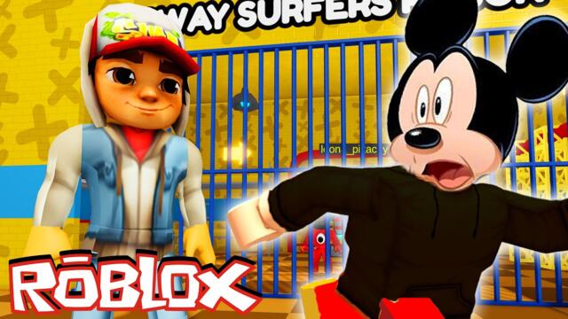 Mickey Mouse ESCAPE SUBWAY SURFERS PRISON in Roblox