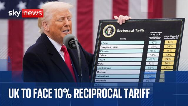 Donald Trump announces 10% trade tariff on UK imports - watch speech in full