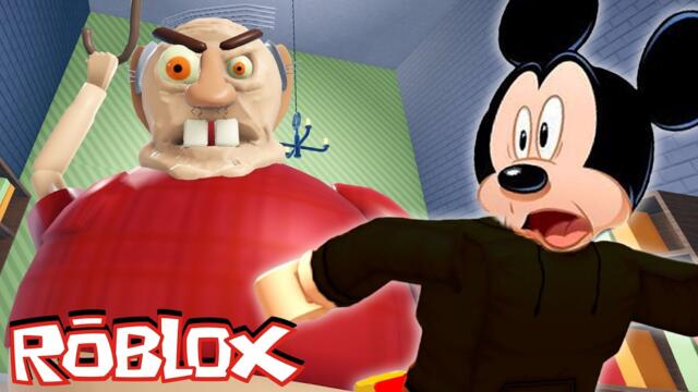 Mickey Mouse ESCAPE EVIL GRANDPA in Roblox