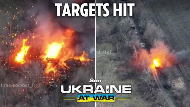 Ukrainian troops advance on Russian positions and blow up a convoy of Putin's military vehicles