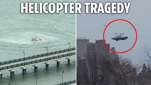 Moment helicopter crashes into Hudson River in NYC killing six
